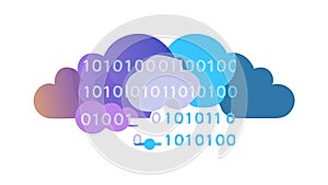 Cloud Computing with Binary Data Flow, vector design Generative AI