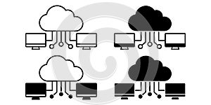 Cloud Computing Black Icon Bundle for Digital Technology and Online Data Storage