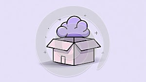 Cloud Computing Box Concept - Digital Storage Data Icon