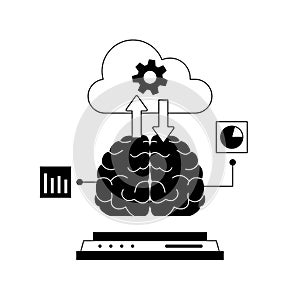 cloud computing of brain technology artificial intelligence ai future big data processing deep learning internet server black