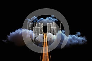 Cloud computing bridge illustration