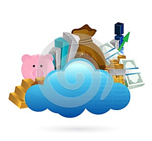 Cloud computing and business concept illustration