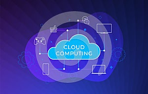 Cloud Computing business vector illustration. Online storage wireless internet technology concept