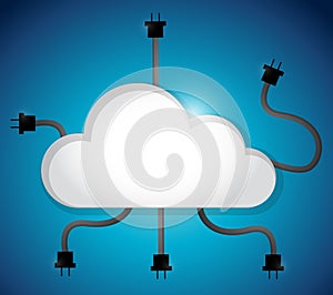 Cloud computing cable connection. illustration