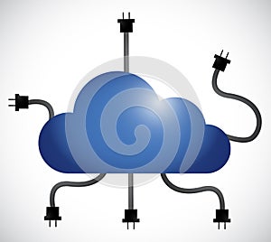 Cloud computing cable connection. illustration