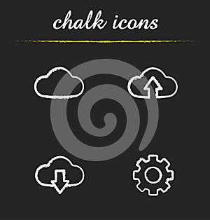 Cloud computing chalk icons set