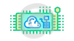 Cloud Computing Chip, Data Processing Technology Icon, vector design Generative AI