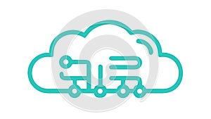 Cloud Computing with Circuit Board Elements Icon, vector design Generative AI