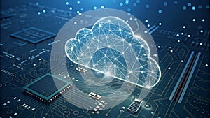 Cloud Computing Circuit Board Perspective, Digital Cloud, Network Concept
