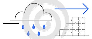Cloud Computing Concept with Data Flow and Integration Puzzle Elements