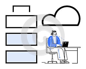 Cloud Computing and Data Storage Concept with Modern Workspace Design