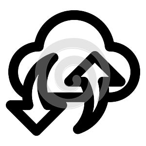 Cloud computing, cloud data Bold Outline vector icon which can be easily modified do edit