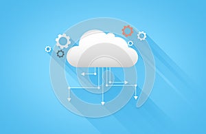 Cloud Computing and Cloud Technology Concept with Minimalist Digital Cloud