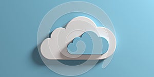 Cloud computing. Clouds isolated on blue wall background. 3d illustration
