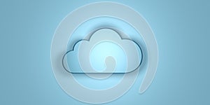 Cloud computing. Clouds isolated on blue wall background. 3d illustration