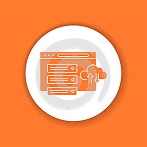 Cloud computing color glyph icon. Database vector pictogram.