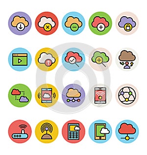 Cloud Computing Colored Vector Icons 5