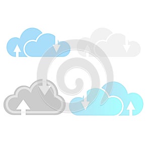 Cloud Computing, Computer cloud and Cloud Hosting related line icons. Cloud storage and network Vector icon set