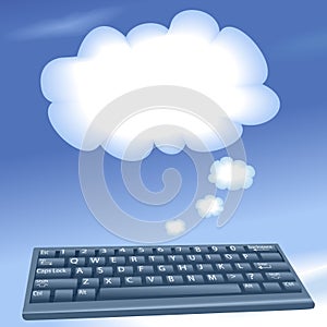 Cloud computing computer keyboard talk clouds