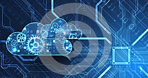 Cloud computing concept.Abstract connection technology background. Hand drawn vector