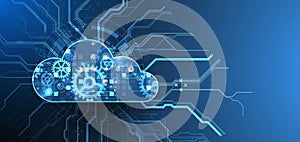 Cloud computing concept.Abstract connection technology background. Hand drawn vector