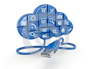 Cloud computing concept. Apps and usb.