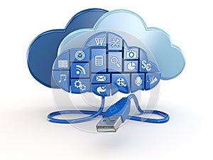 Cloud computing concept. Apps and usb.
