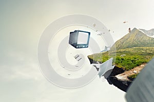 Cloud computing concept as a technology symbol of an internet