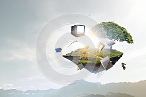 Cloud computing concept as a technology symbol of an internet