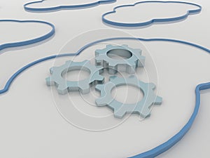 Cloud Computing Concept Background with Cogwheels
