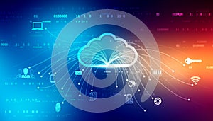 Cloud Computing Concept Background, Cyber Security, Future Technology, internet data storage, Data Cloud