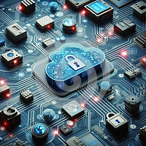 Cloud computing concept, blockchain, cyber security, locked, cloud computing diagram, network data storage, technology