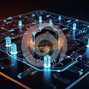 Cloud computing concept, blockchain, cyber security, locked, cloud computing diagram, network data storage, technology