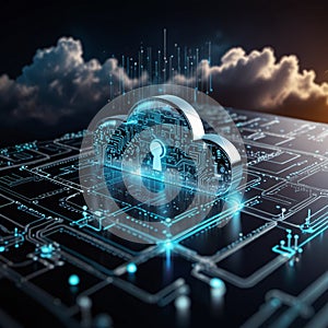 Cloud computing concept, blockchain, cyber security, locked, cloud computing diagram, network data storage, technology