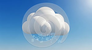 Cloud Computing Concept on Blue Sky Background Digital Data Transfer and Management