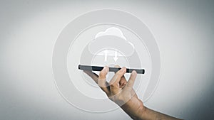 Cloud computing concept A business man