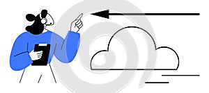 Cloud Computing Concept with Business Person Analyzing Data and Cloud Symbol for Technology Progress