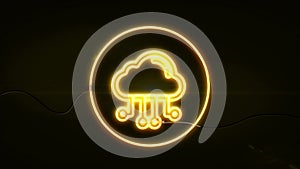 Cloud computing concept. Business, technology, internet and networking concept. Neon sign