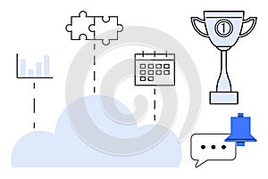 Cloud Computing Concept with Analytics, Collaboration, and Achievement Elements