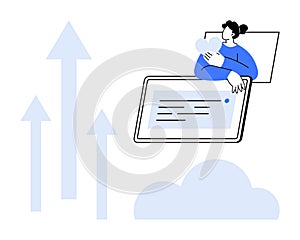 Cloud Computing and Data Growth Concept with Digital Technology and User Interaction