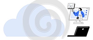 Cloud Computing Concept with Digital Workspace and Online Collaboration Tools