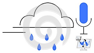 Cloud Computing Concept with Voice Technology and Digital Communication Elements