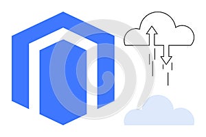 Cloud Computing and Data Storage Concept with Network and Security Symbol