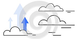 Cloud Computing Growth Concept with Upward Arrows and Cloud Shapes Digital Progress
