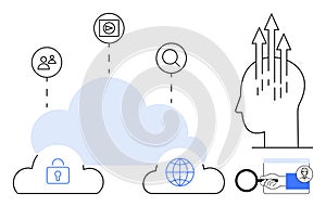 Cloud Computing and Data Security Concept with Technology and Innovation Symbols