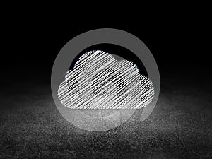 Cloud computing concept: Cloud in grunge dark room