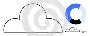 Cloud Computing Concept with Pie Chart and Minimalist Illustration of Cloud Services