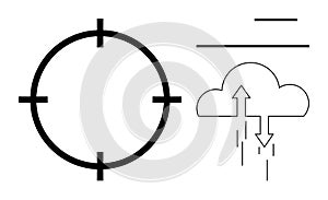 Cloud Computing and Data Synchronization Concept with Target Symbol and Cloud Icon