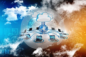 Cloud computing concept, Cloud Network. 3d rendering