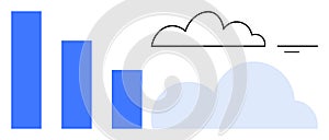 Cloud Computing and Data Visualization Graphic with Bar Chart and Minimalist Design